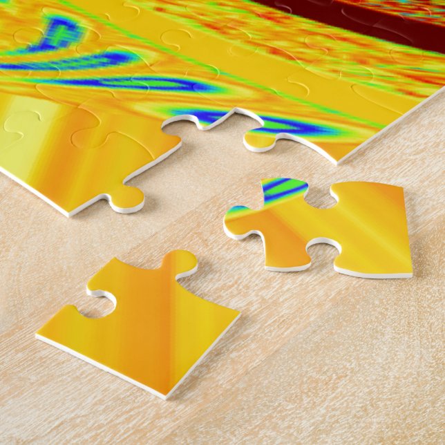 Golden Yellow Baseball Glove Art Print Jigsaw Puzzle (Side)