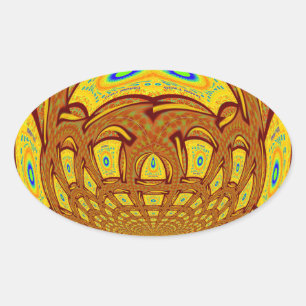 Golden Yellow Baseball Glove Art Print Oval Sticker