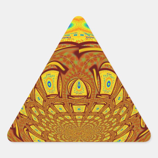 Golden Yellow Baseball Glove Art Print Triangle Sticker (Front)