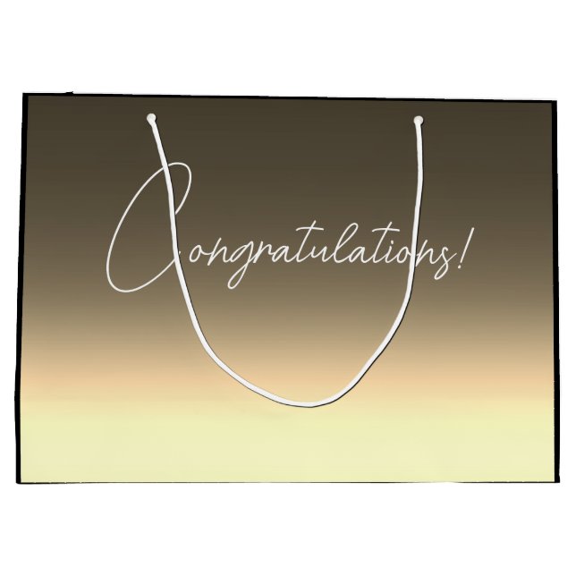 Golden yellow beige ombre gradient large gift bag (Back)