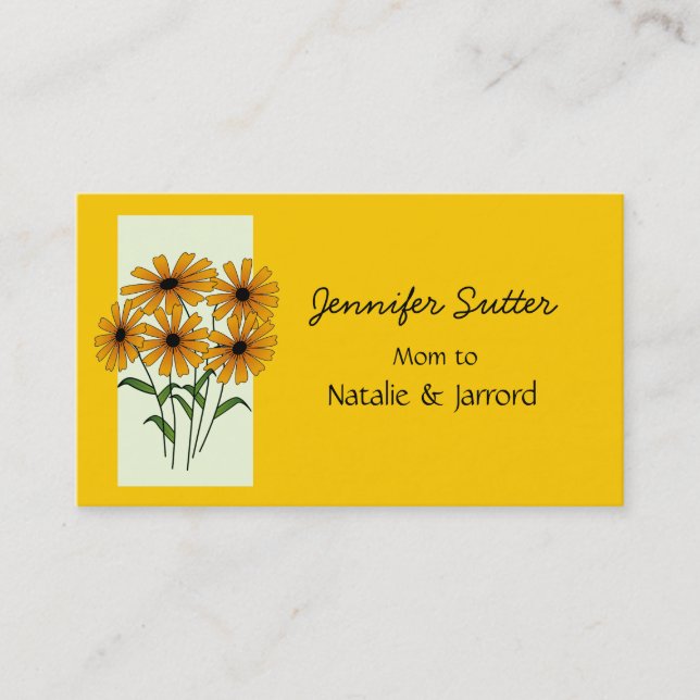 Golden Yellow Black Eyed Susan Flowers Mummy Card (Front)