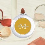 Golden Yellow Bridesmaid Initial and Name Compact Mirror<br><div class="desc">A personalised compact mirror for your wedding bridesmaid or maid of honour that has her initial and name on a trendy,  golden yellow colour background. Edit to replace initial and name. Select your compact mirror style.</div>