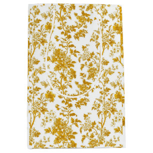 Golden Yellow Chinoiserie Floral Branches Garden P Medium Gift Bag