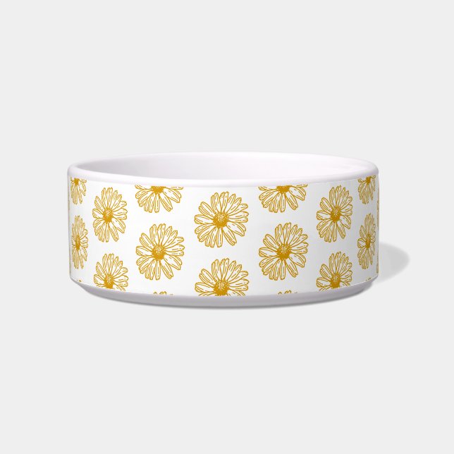 Golden Yellow Daisies Print, Daisy Floral Pattern Bowl (Front)