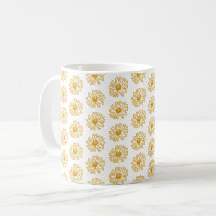Golden Yellow Daisies Print, Daisy Floral Pattern Coffee Mug