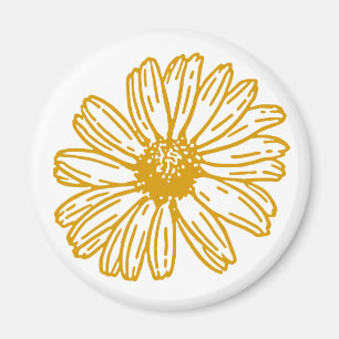 Golden Yellow Daisies Print, Daisy Floral Pattern Magnet