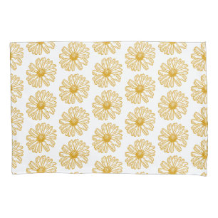 Golden Yellow Daisies Print, Daisy Floral Pattern Pillowcase
