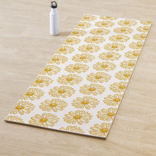 Golden Yellow Daisies Print, Daisy Floral Pattern Yoga Mat