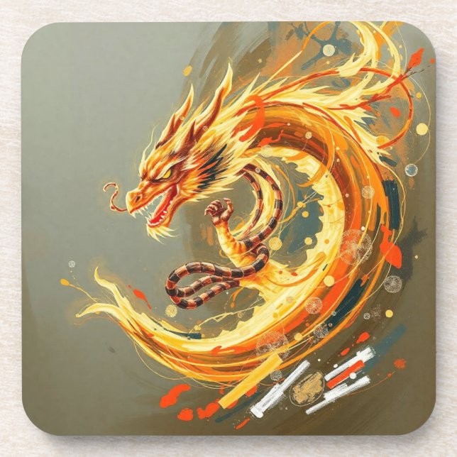 Golden Yellow Dragon Coaster (Front)