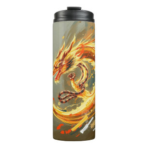 Golden Yellow Dragon Thermal Tumbler