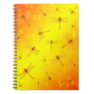 Golden Yellow Dragonflies Flying, Notebook