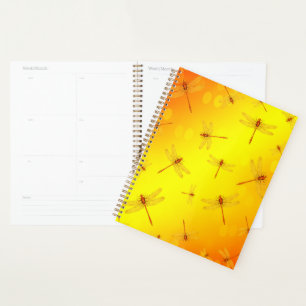 Golden Yellow Dragonflies Flying, Planner