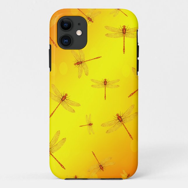 Golden Yellow Dragonfly Pattern, Case-Mate iPhone Case (Back)