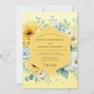 Golden Yellow Floral Bloom Wedding Invitation