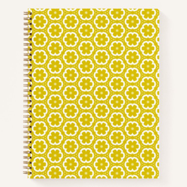 Golden Yellow Floral Spiral Notebook (Front)