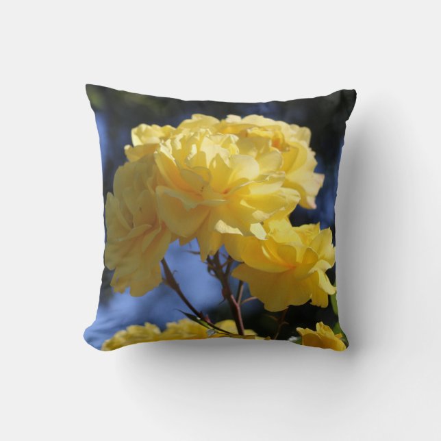 Golden Yellow Flowers Pretty Roses Photo Cushion (Front)