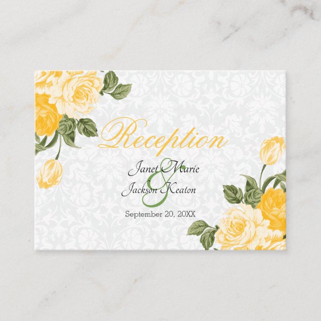 Golden Yellow Flowers - Reception Enclosure Card (Front)