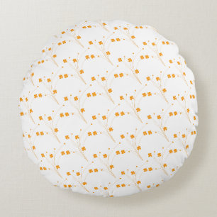 Golden Yellow Flowers, Small Floral Print Round Cushion