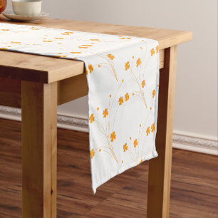 Golden Yellow Flowers, Small Floral Print Short Table Runner