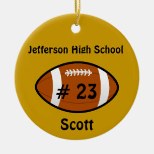Golden Yellow Football Number Ornament