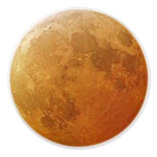 Golden yellow full moon ceramic knob