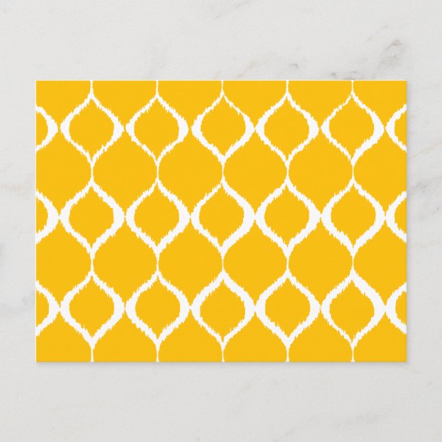 Golden Yellow Geometric Ikat Tribal Print Pattern Postcard (Front)