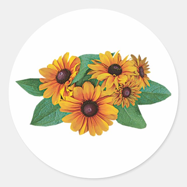 Golden Yellow Gerbera Daisies Classic Round Sticker (Front)