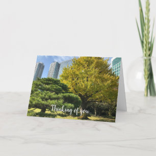 Golden Yellow Ginkgo and Pine Tree Card