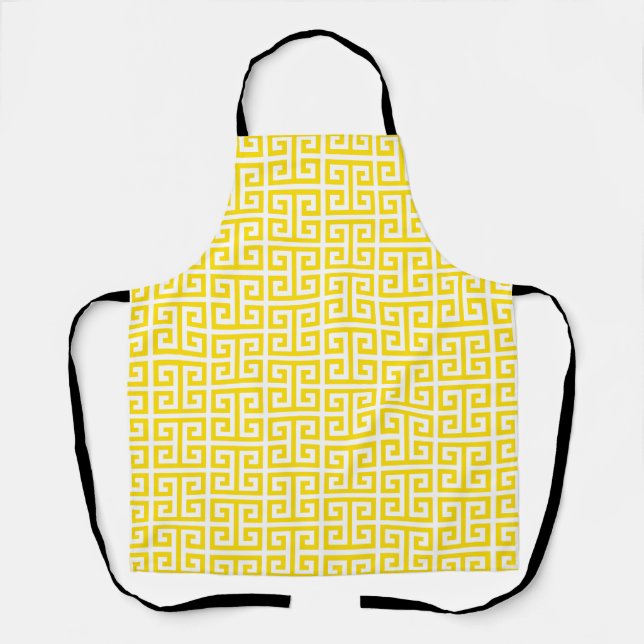 Golden Yellow Greek Key Pattern Apron (Front)