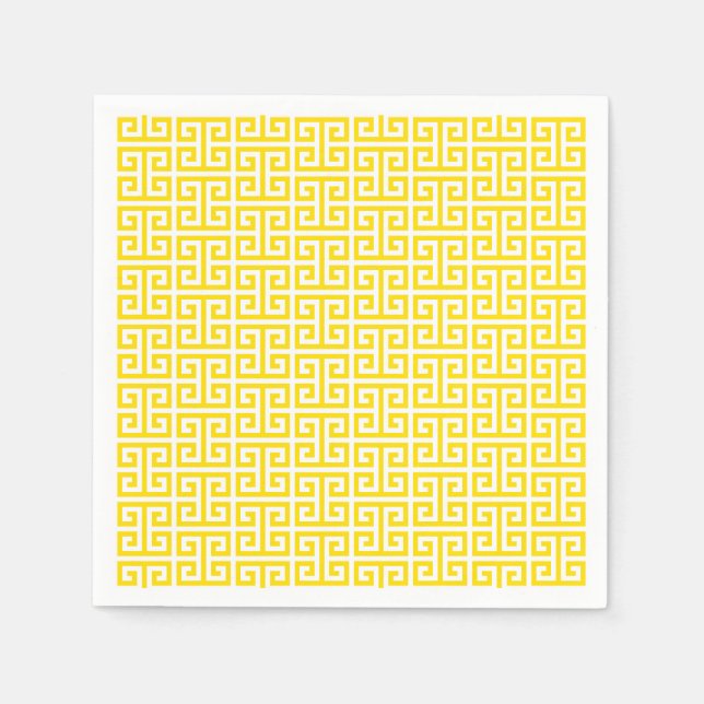 Golden Yellow Greek Key Pattern Napkin (Front)