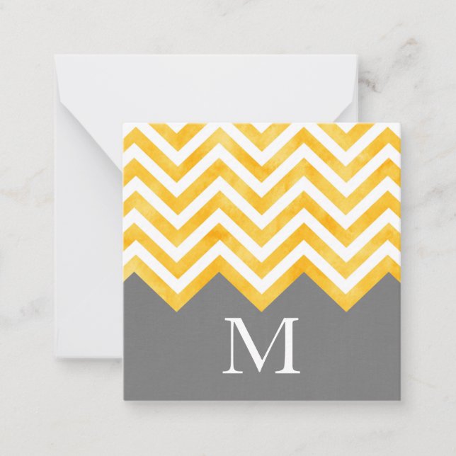 Golden Yellow Grey Chevron Colour Block Card (Front)