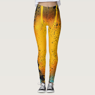 Golden Yellow Grunge Comic Blast Cyan Leggings