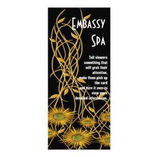 Golden Yellow Grunge Flower & Vine Rack Card