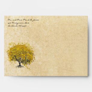 Golden Yellow Heart Leaf Tree Envelopes