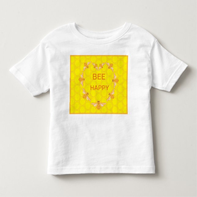 Golden yellow honeycomb and honey bees toddler T-Shirt (Front)