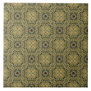 Golden Yellow Knit Medallion Pattern Ceramic Tile