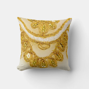 Golden yellow lace stripe. Background texture, sun Cushion