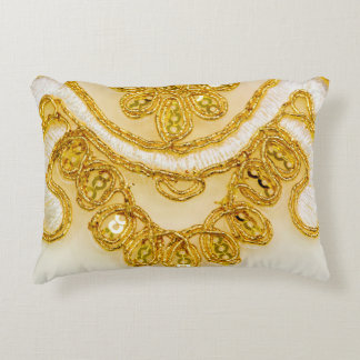 Golden yellow lace stripe. Background texture, sun Decorative Cushion
