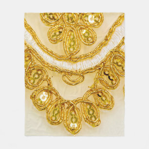 Golden yellow lace stripe. Background texture, sun Fleece Blanket