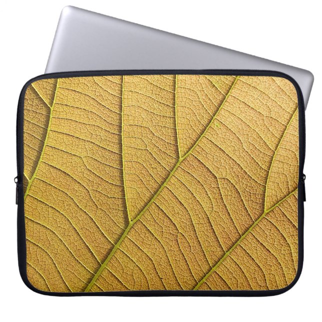 Golden yellow leaf pattern in the morning.  laptop sleeve (Front)