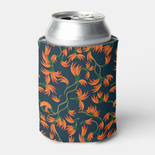 Golden Yellow Leafy Vine Pattern Can Cooler