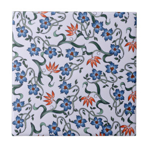 Golden Yellow Leafy Vine Pattern Ceramic Tile