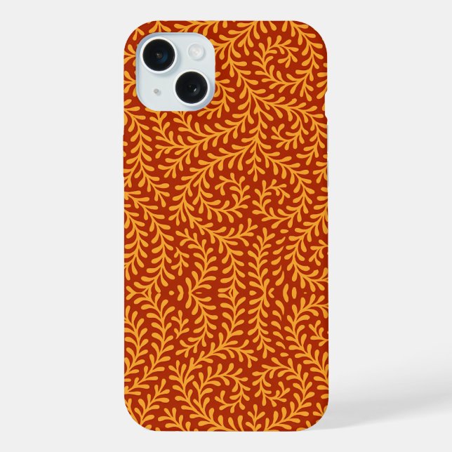 Golden Yellow Leafy Vine Pattern  iPhone Case (Back)