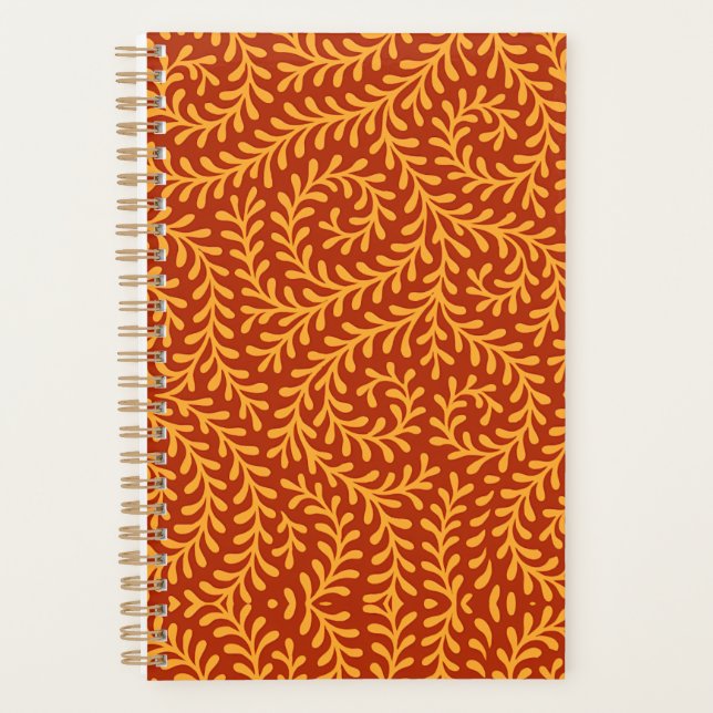 Golden Yellow Leafy Vine Pattern  Planner (Front)