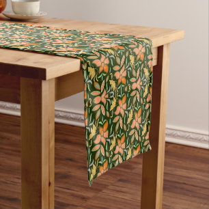 Golden Yellow Leafy Vine Pattern Short Table Runn Runner