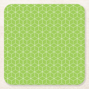 Golden Yellow Leafy Vine Pattern  Square Paper Coa Coaster