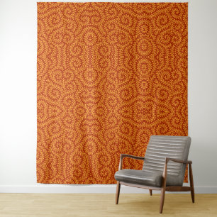 Golden Yellow Leafy Vine Pattern Tapestry