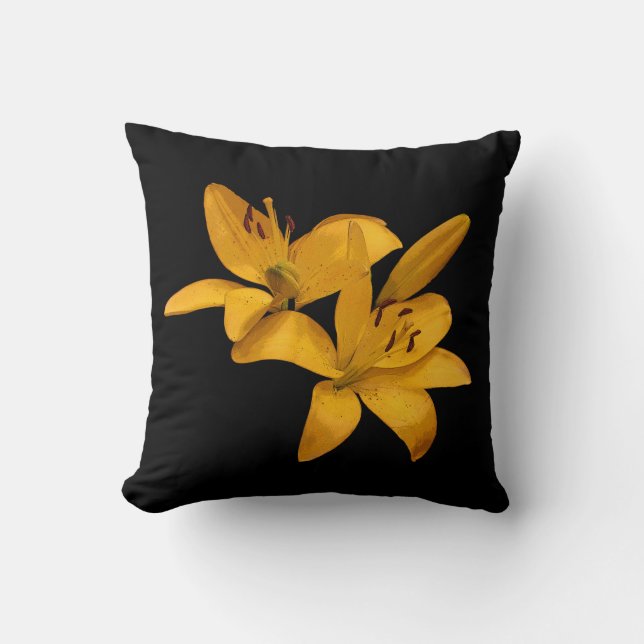 Golden Yellow Lilies Cushion (Front)