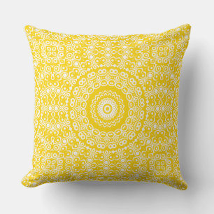 Golden Yellow Mandala Pattern Cushion