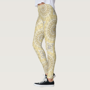Golden Yellow Mandala Pattern Leggings